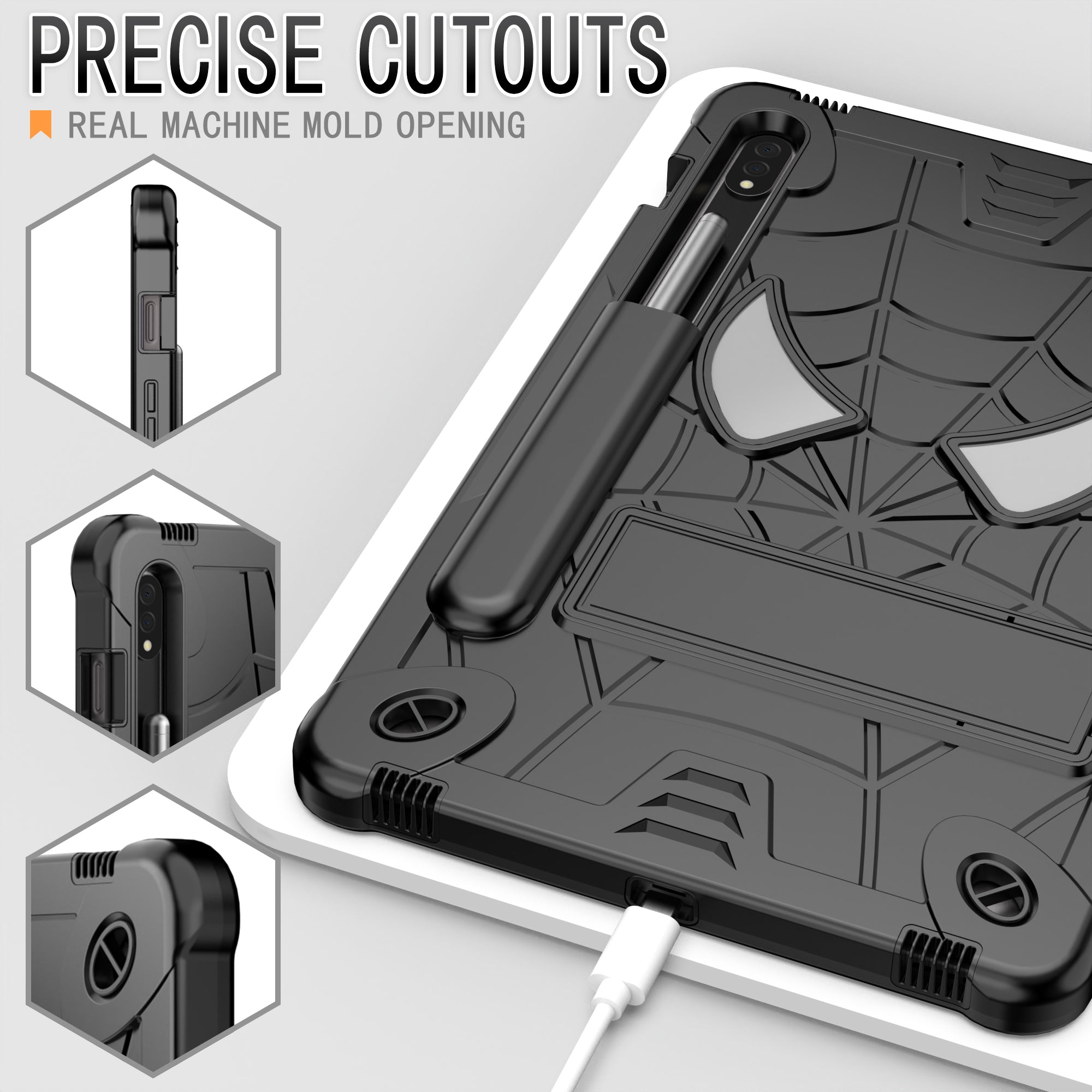 For Samsung Galaxy Tab S7 (T870 / 875) / Tab S8 Tablet Case Spider Style PC Silicone Kickstand Protective Cover For Samsung Galaxy Tab S7 (T870 / 875) / Tab S8 Tablet Case Spider Style PC Silicone Kickstand Protective Cover